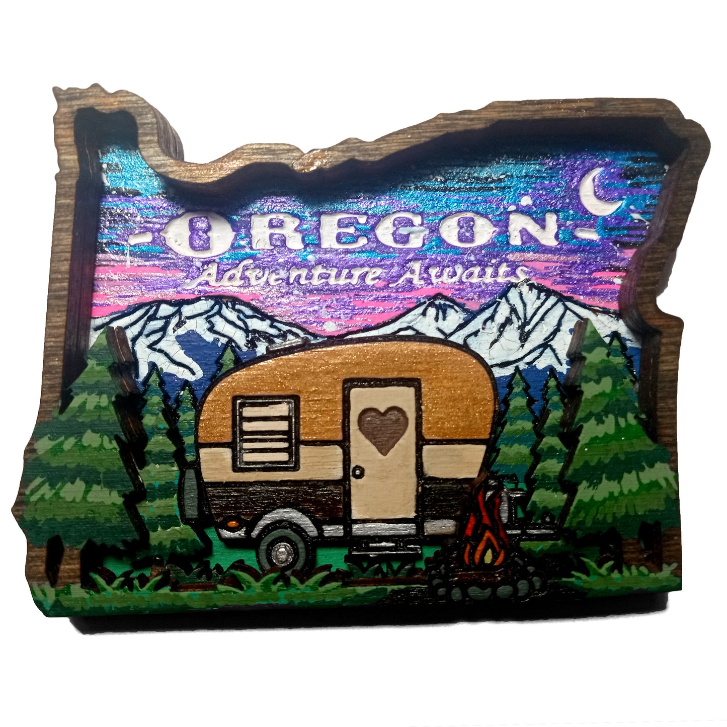 RV Camper Under Starry Night Oregon Magnet