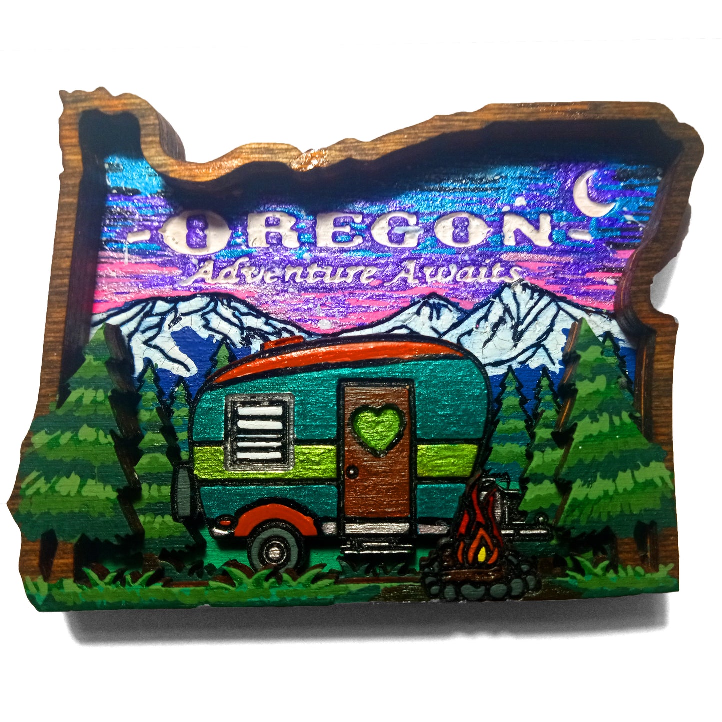 RV Camper Under Starry Night Oregon Magnet