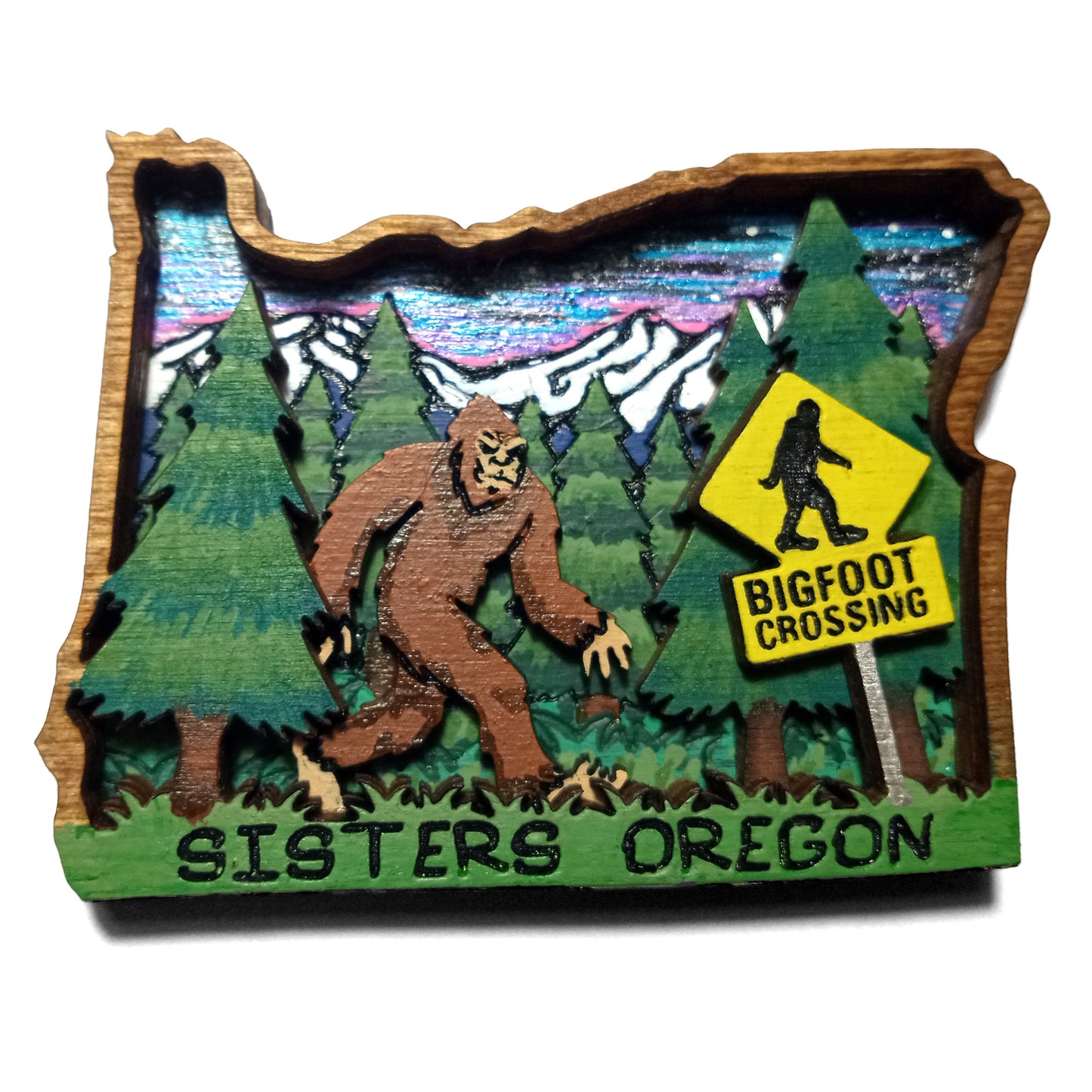 Mysterious Bigfoot Crossing Oregon Magnet