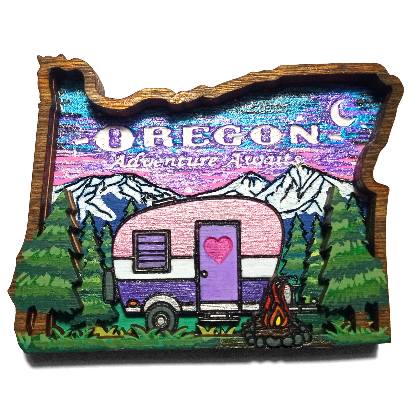 RV Camper Under Starry Night Oregon Magnet