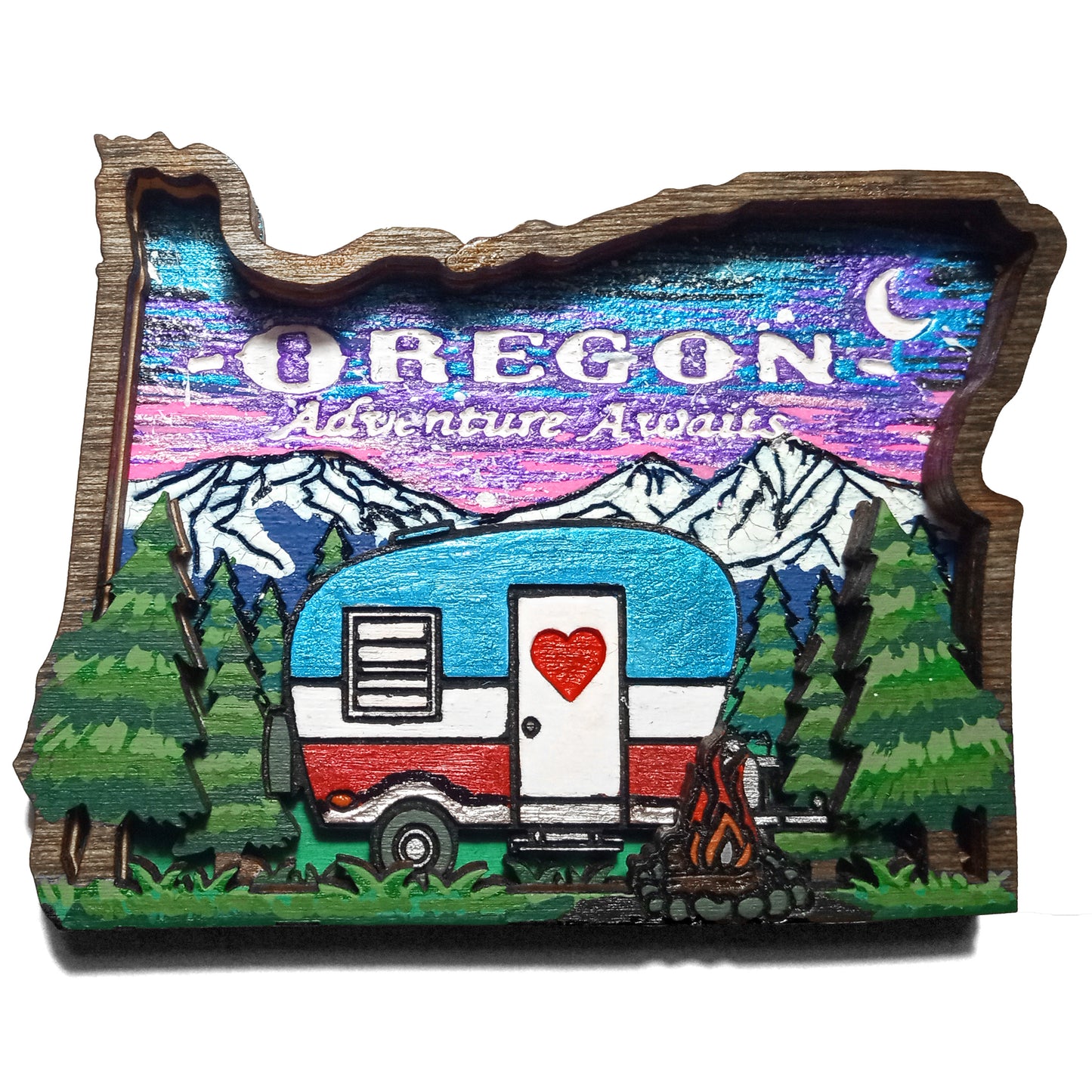 RV Camper Under Starry Night Oregon Magnet