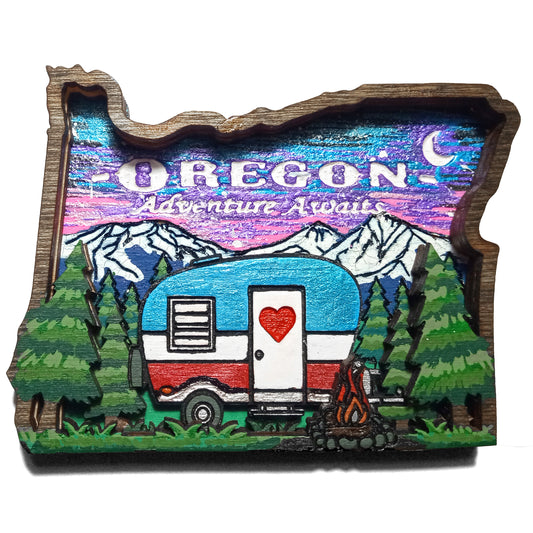 RV Camper Under Starry Night Oregon Magnet